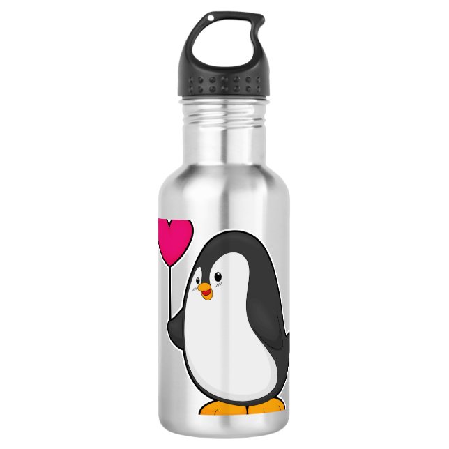 Botella De Agua Pingüino con globo cardíaco (Anverso)