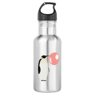 Botella De Agua Pingüino de chicle adorable soplando burbuja