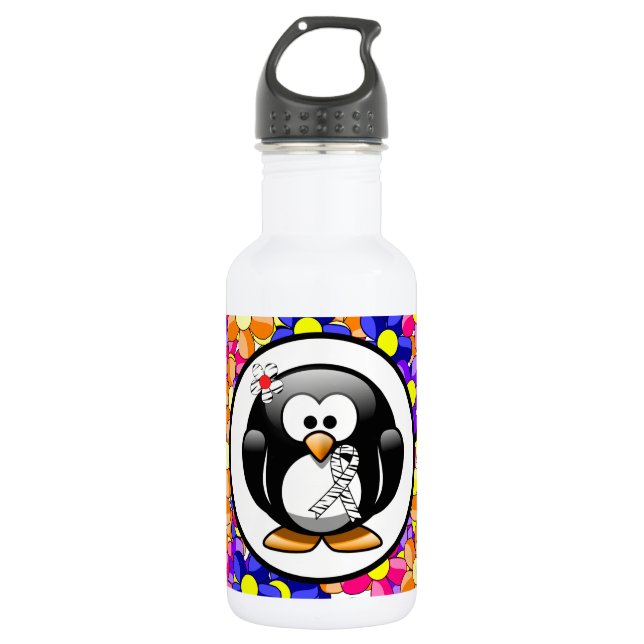 Botella De Agua Pingüino de cinta de impresión de cebra (Anverso)
