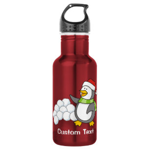Botella De Agua pingüino de Navidad con bolas de nieve saludando
