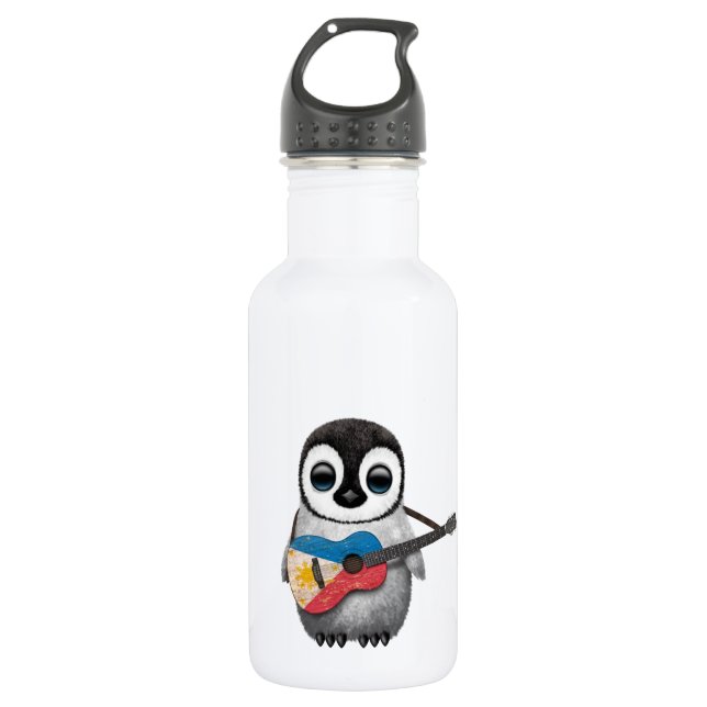 Botella De Agua Pingüino del bebé que toca la guitarra filipina de (Anverso)