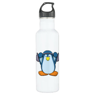 Botella De Agua Pingüino en Bodybuilding with Dumbbels