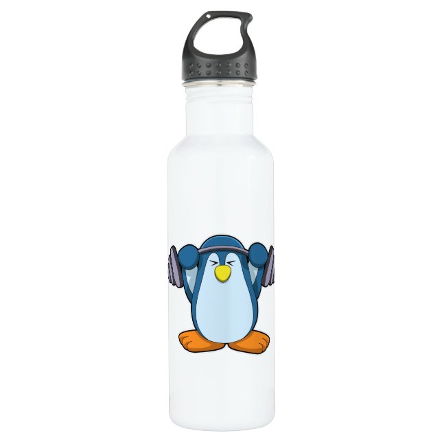 Botella De Agua Pingüino en Bodybuilding with Dumbbels (Anverso)