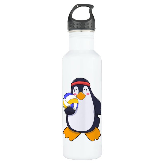 Botella De Agua Pingüino en deportes de voleibol (Anverso)