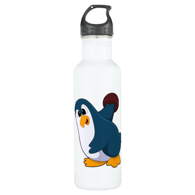 Botella De Agua Pingüino en el Bowling con bolas (Anverso)