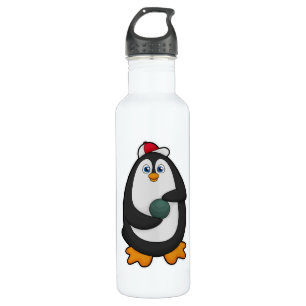 Botella De Agua Pingüino en el Bowling con bolas