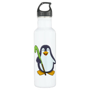 Botella De Agua Pingüino en hockey con bate de hockey