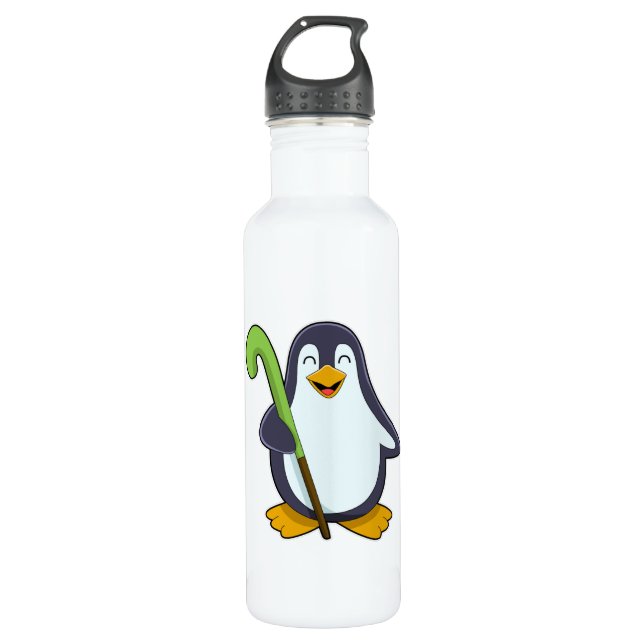 Botella De Agua Pingüino en hockey con bate de hockey (Anverso)
