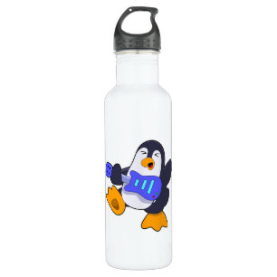 Botella De Agua Pingüino en Música con Guitarra
