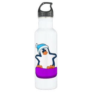 Botella De Agua Pingüino en Snowboard con Snowboard