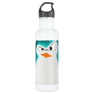 Botella De Agua Pingüino enojado teal.png