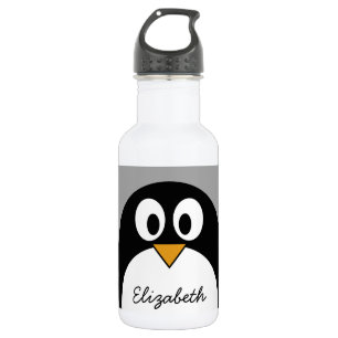 Botella De Agua Pingüino lindo del dibujo animado con el fondo