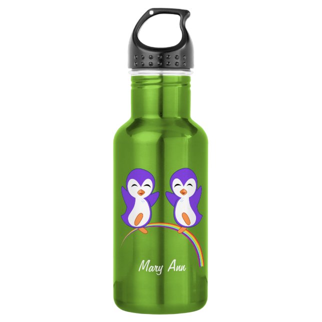 Botella De Agua Pingüino Morado Lindo (Anverso)