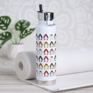 Botella De Agua Pinguino Patrón Colorido Divertido Caprichoso Lind