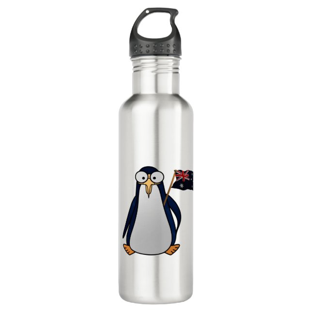 Botella De Agua Pingüino personalizado con bandera australiana (Anverso)