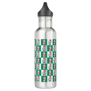 Botella De Agua Pingüino Santa acuarela Patrón de navidad de los c