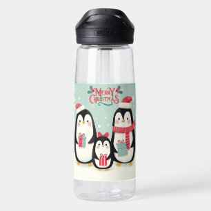 Botella De Agua Pingüinos nevados de Feliz Navidad