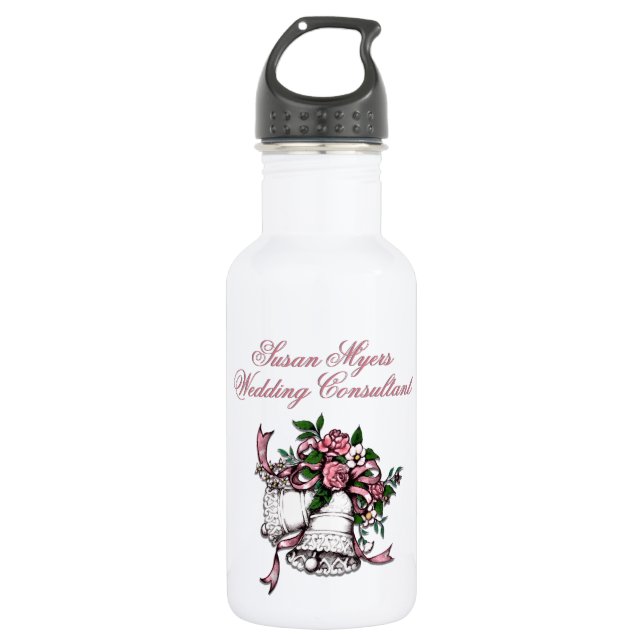 Botella De Agua Pink Boda Bells (Anverso)