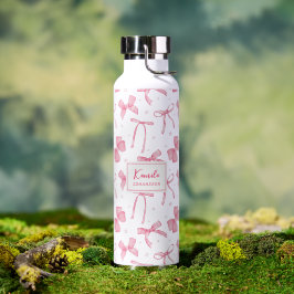 Botella De Agua Pink Coquette Bow Custom Name  Water Bottle