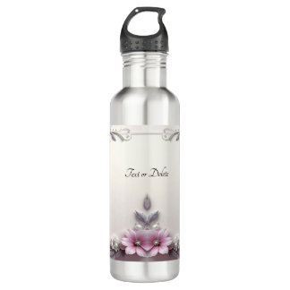 Botella De Agua Pink Floral Frame Water Bottle