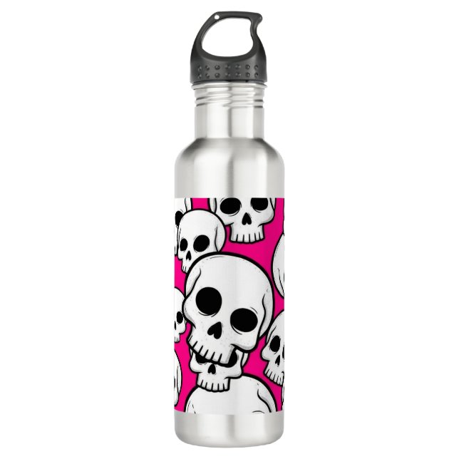 Botella De Agua Pink Skull Pattern Water Bottle (Anverso)