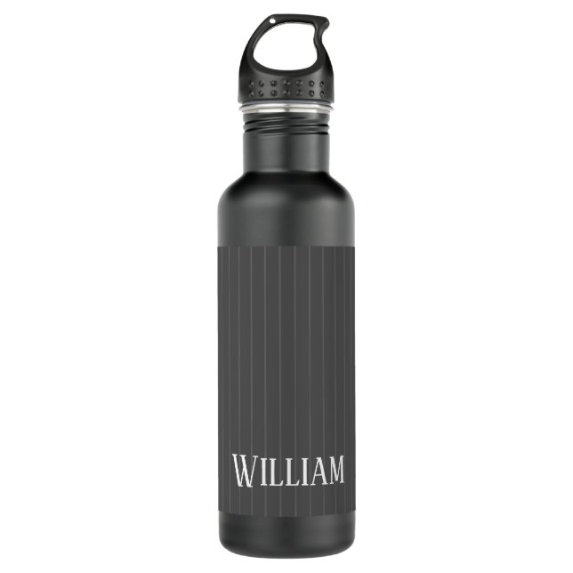 Botella De Agua Pinstripes grises personalizadas (Anverso)