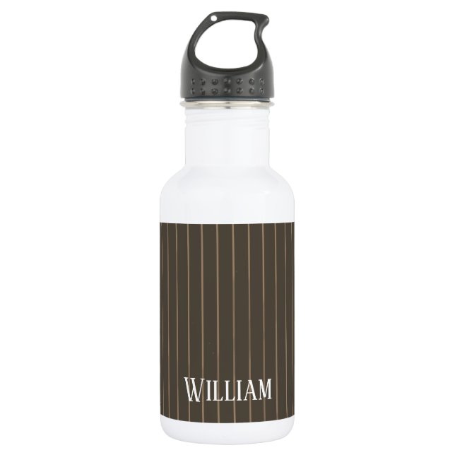 Botella De Agua Pinstripes retro castaño personalizado (Anverso)
