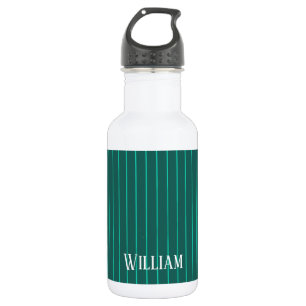 Botella De Agua Pinstripes verde azuladas