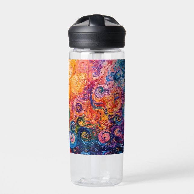 Botella De Agua Pintado de aceite de Swichedelic Swirls (Delante)