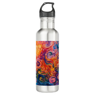 Botella De Agua Pintado de aceite de Swichedelic Swirls