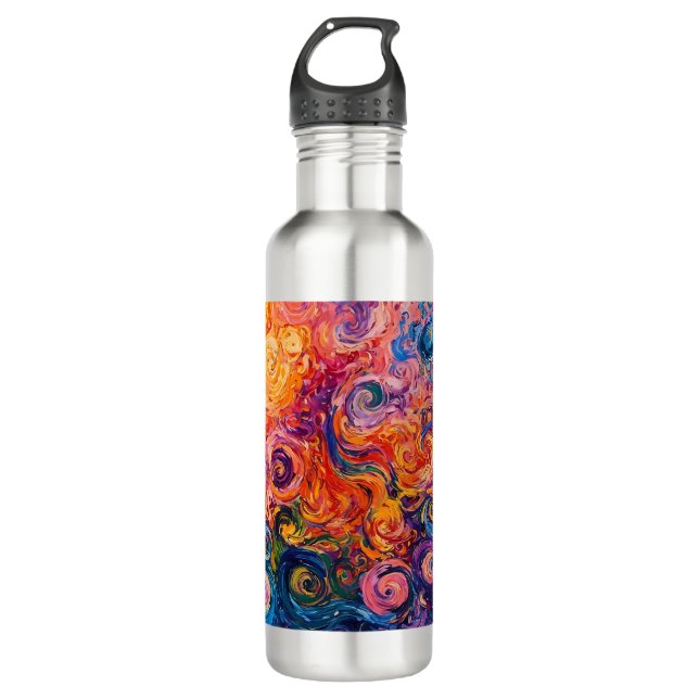 Botella De Agua Pintado de aceite de Swichedelic Swirls (Anverso)