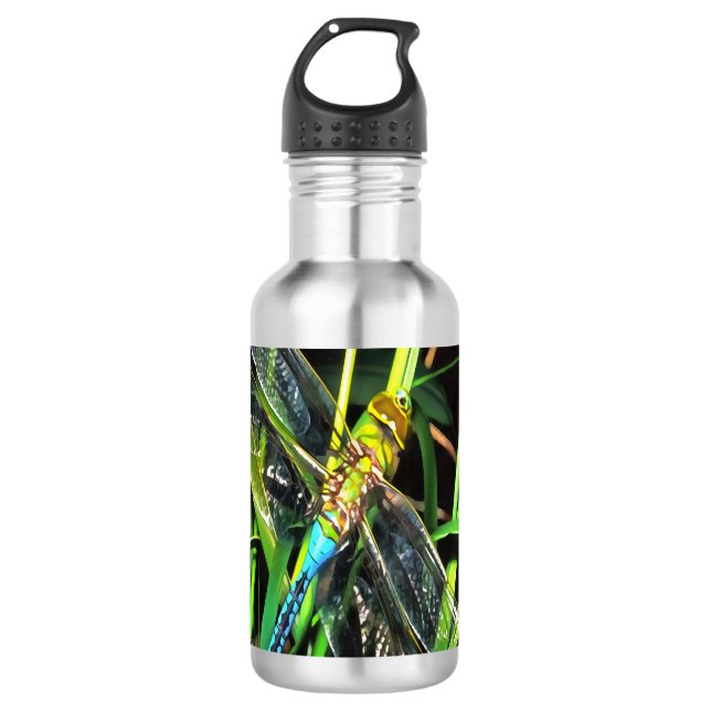 Botella De Agua Pintado de alas con volante azul (Anverso)