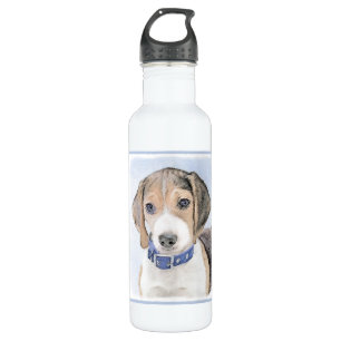 Botella De Agua Pintura Beagle - Arte Perro Original Cuto