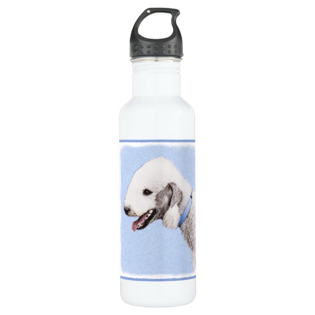 Botella De Agua Pintura de Bedlington Terrier - Original Perro Art (Anverso)