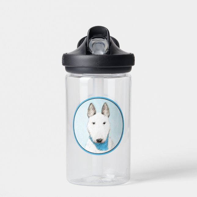 Botella De Agua Pintura de Bull Terrier - Arte de Perro Original. (Delante)