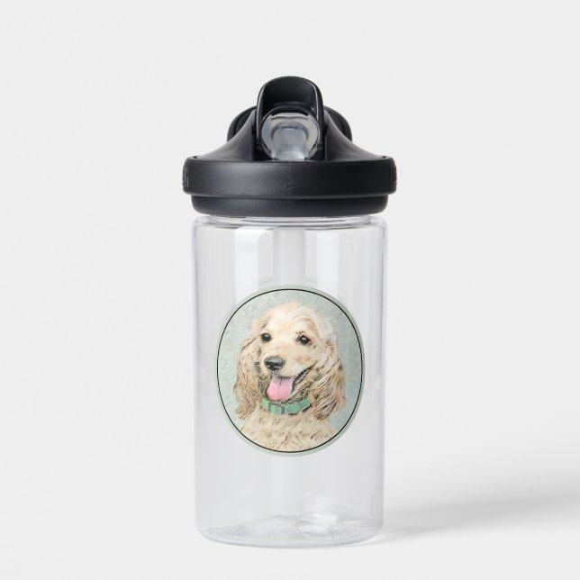 Botella De Agua Pintura de Cocker Spaniel Buff - Arte de Perro Ori (Delante)