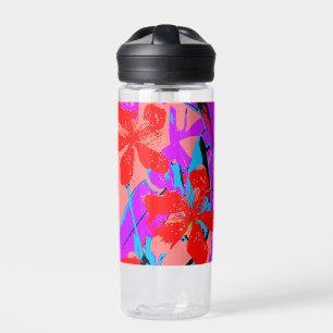 Botella De Agua pintura de flor rosa