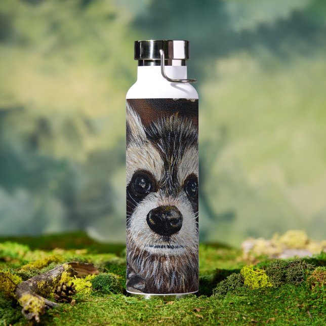 Botella De Agua Pintura de Mapache (Al aire libre (girado))