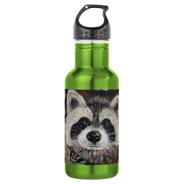 Botella De Agua Pintura de Mapache (Anverso)