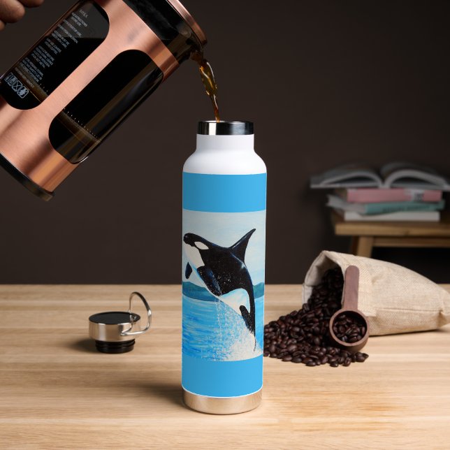 Botella De Agua Pintura de orca (Café (girado))