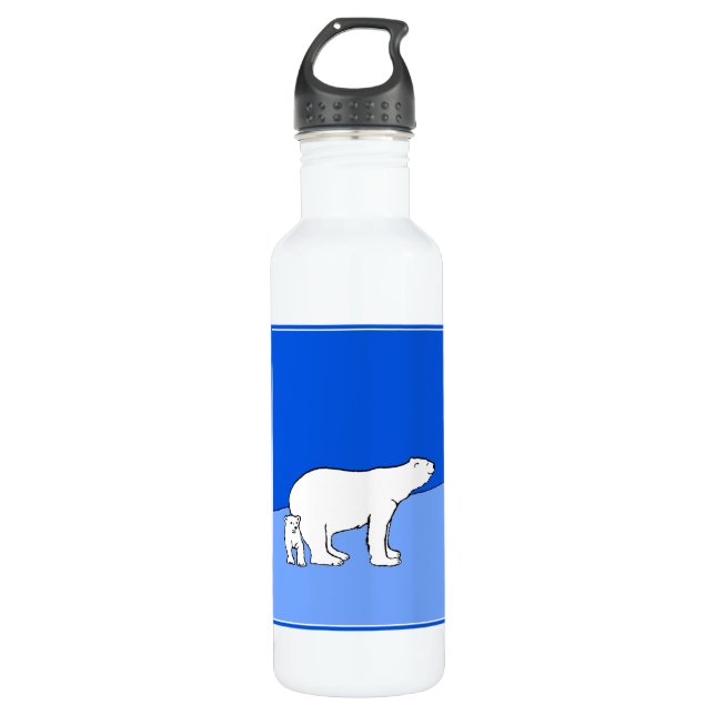 Botella De Agua Pintura de oso polar y de cachorro - Arte de vida  (Anverso)
