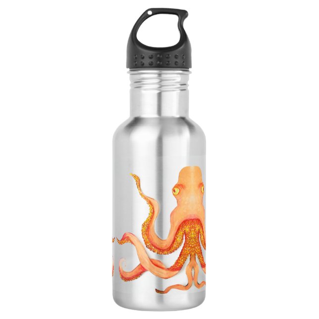Botella De Agua Pintura de pulpo naranja (Anverso)
