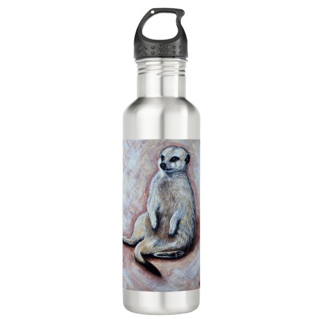 Botella De Agua Pintura de Slouchy Meerkat (Anverso)