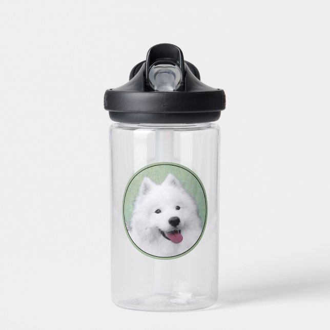 Botella De Agua Pintura Samoyed - Arte Perro Original Cuto (Delante)