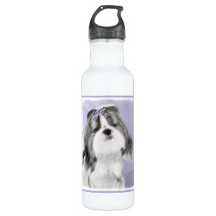 Botella De Agua Pintura Shih Tzu - Arte Perro Original.