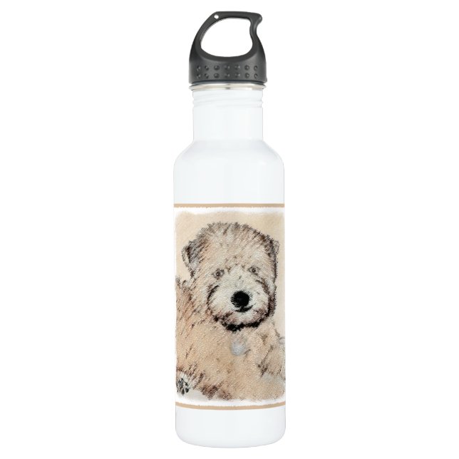 Botella De Agua Pintura Terrier de Ruedas Recubiertas Blancas Arte (Anverso)