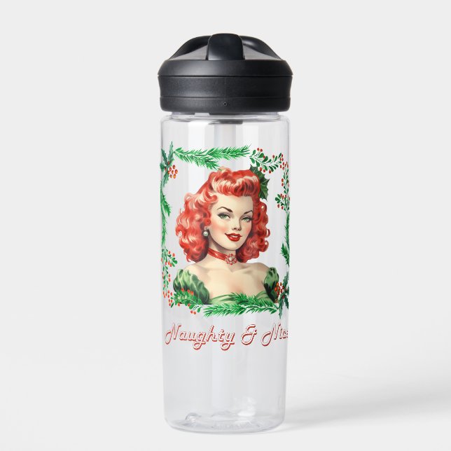 Botella De Agua Pinup de Navidades retro traviesos y bonitos (Delante)