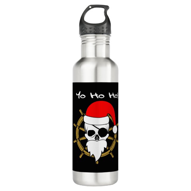 Botella De Agua Piratas navidades en camiseta (Anverso)