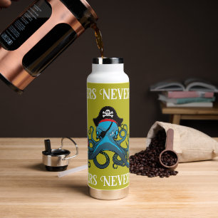 Botella De Agua Pirateo del pulpo con ira azul y motivación