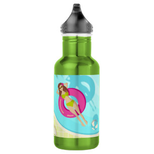 Botella De Agua Piscina chica en bikini verano manteles de playa